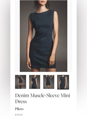 Pilcro Denim Muscle-Sleeve Mini Dress - Large